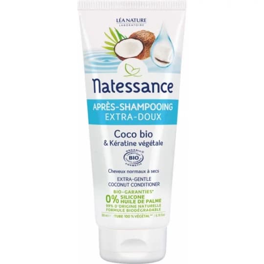 Natessance Après-Shampooing Extra-Doux Coco Bio et Kératine Végétale 200 ml