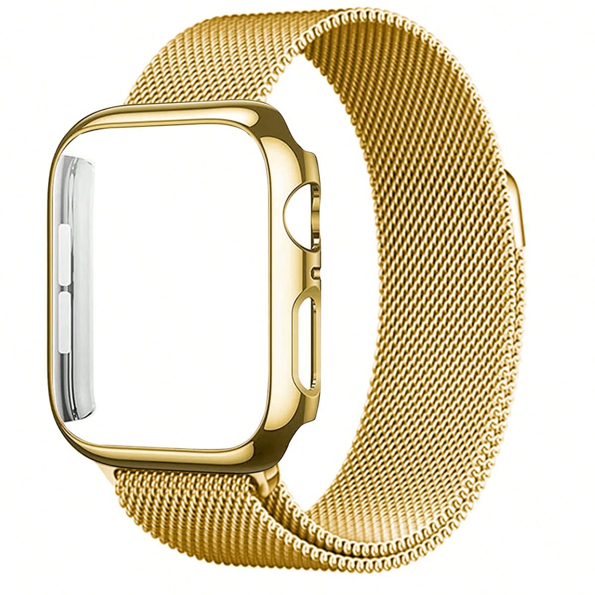 Bracelet Apple Watch 2 pièces + Étui Apple Watch pour sports décontractés, affaires, confortable et respirant à porter, facile à ajuster l'anneau