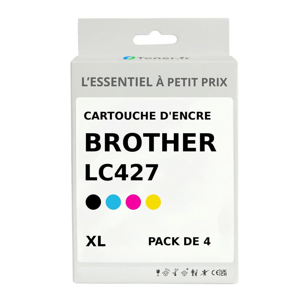 Pack de 4 cartouches d'encre compatibles Brother LC427XL Noir et couleurs