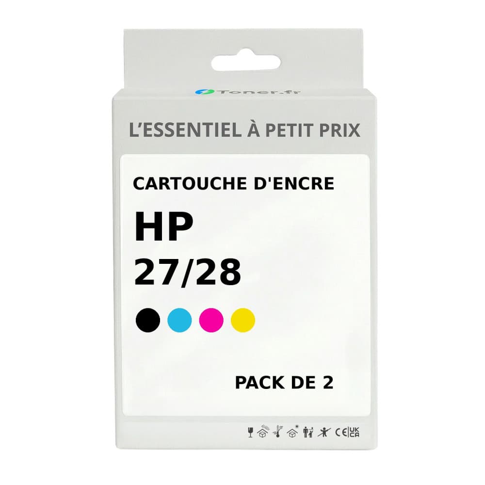 Pack de 2 cartouches d'encre compatibles HP 27/28 Noir et couleurs